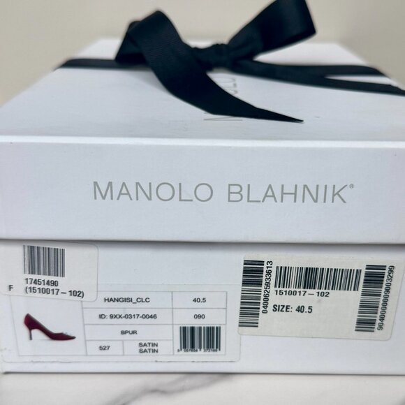 Manolo Blahnik Hangisi 90mm Crystal Satin Fuchsia Pumps Size 40.5/9.5 NWT - Picture 10 of 10